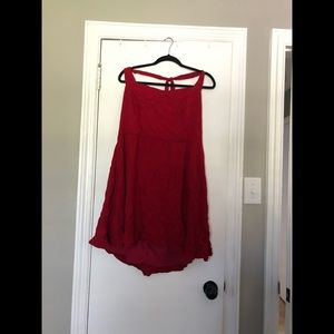 Red halter mini dress